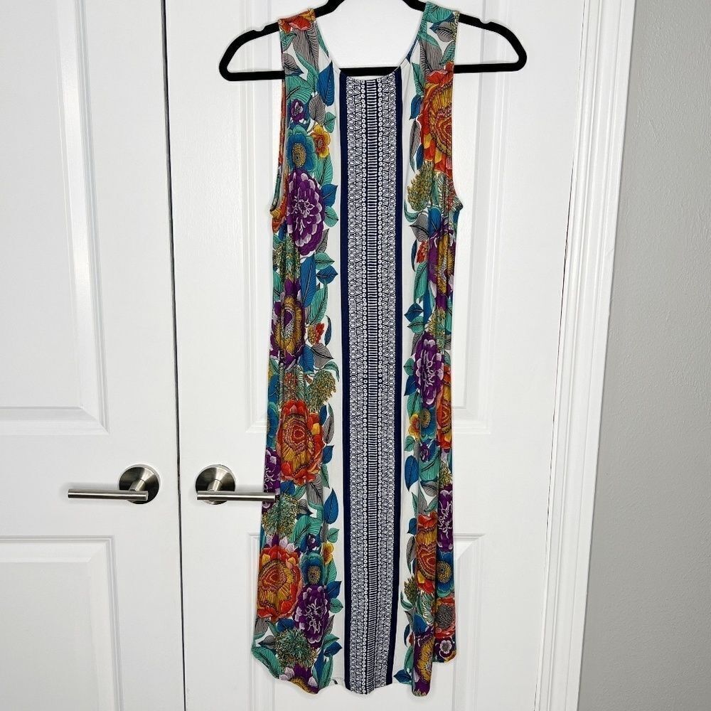 Soma Keyhole Sleeveless Short Dress Garden Bloom Ivory Sz S Floral Print - Picture 4 of 7